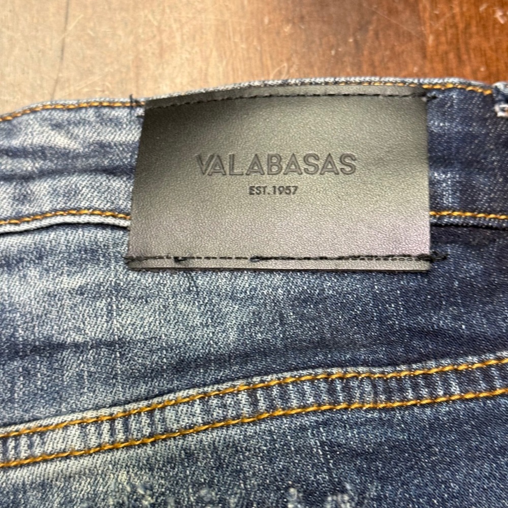 Valabasas Carpenter Jeans Mens Fits 40 Distressed Whiskered Button Utility Denim - Picture 7 of 14